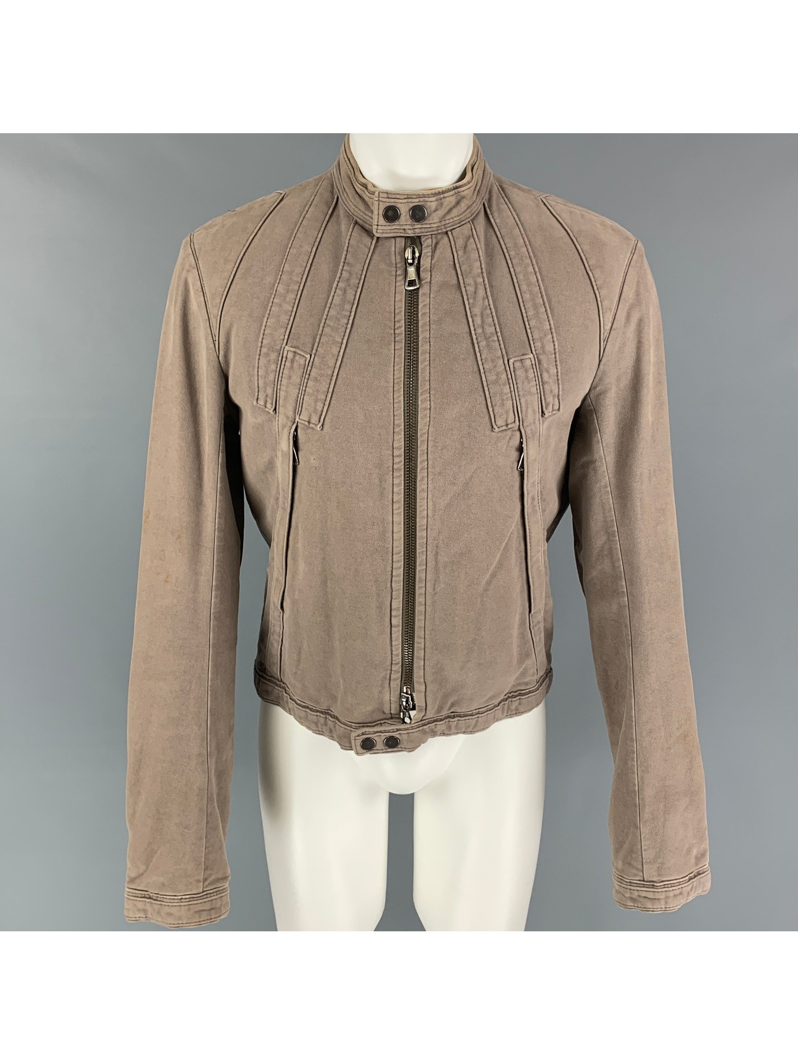 Dsquared2 Size 40 Taupe Moleskin Zip Up Jacket